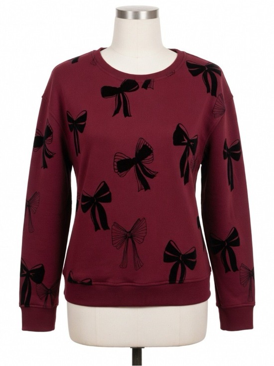 Jane and Delancey Tops - Jane & Delancey Sz Large Burgundy long sleeve shirt with bows